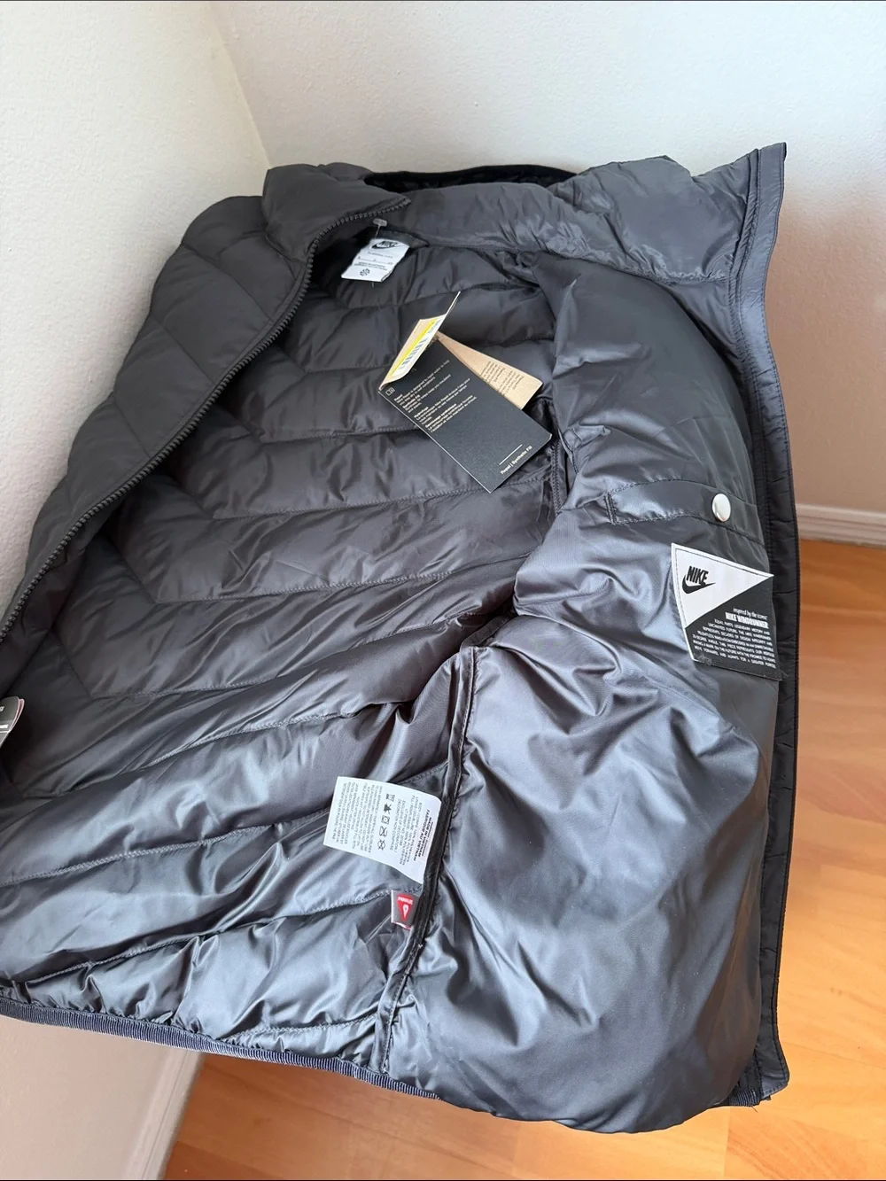 Nike Black Quilted Hooded Down-Style Jacket